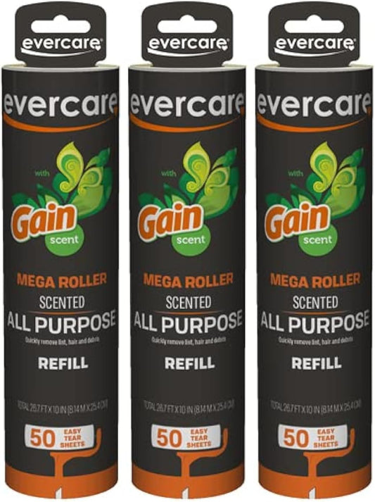10” Mega All-Purpose Pet Hair Lint Roller Refills, 3 Pack