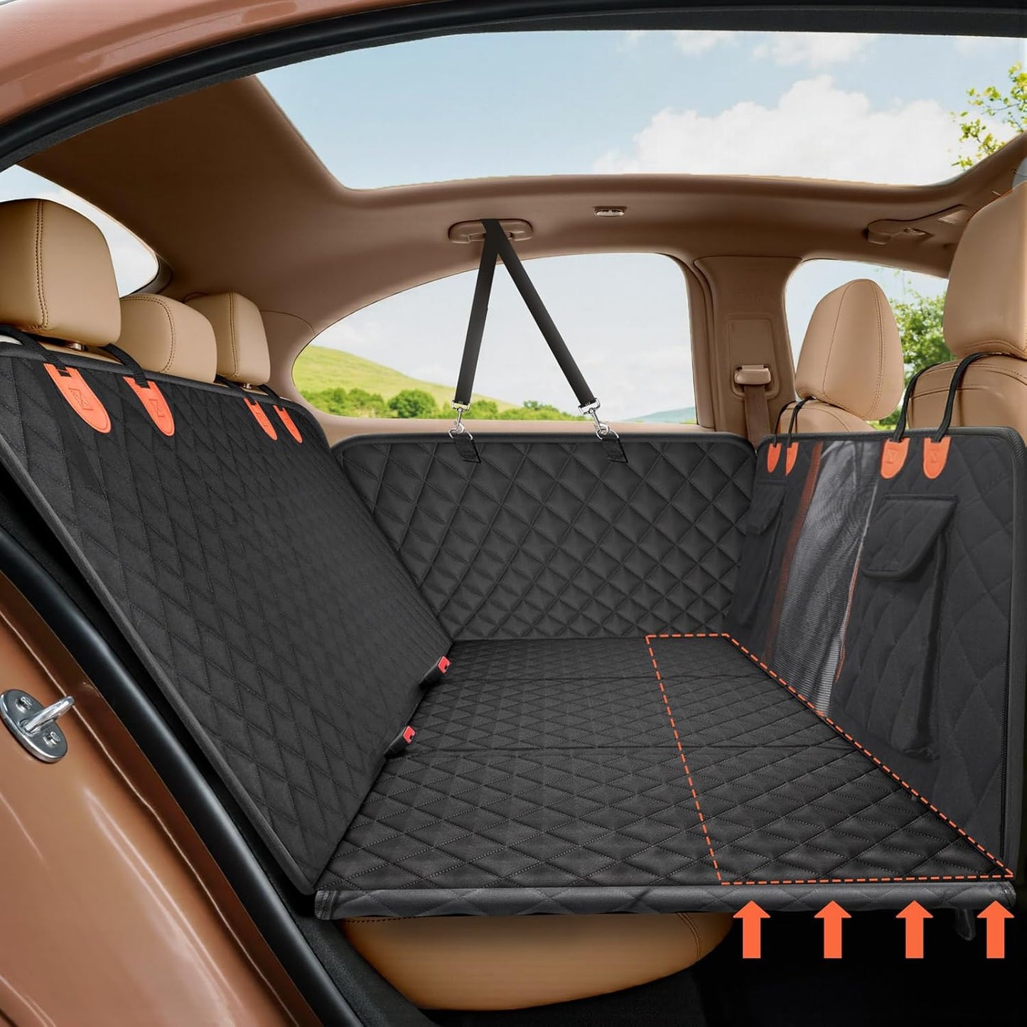 Holds 400lbs Hard Bottom Back Seat Extender for Dogs