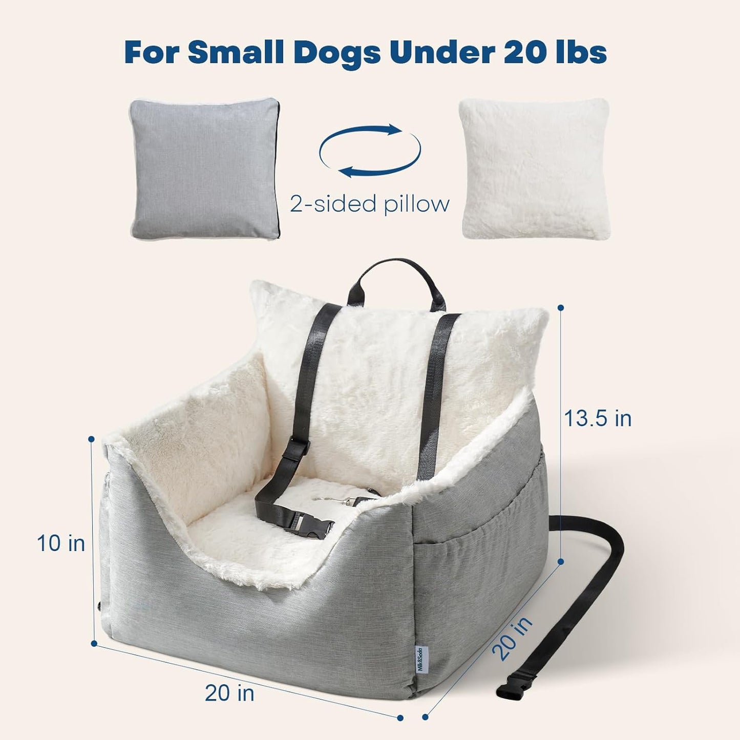Milk and Soda Small Dog Car Seat Bed for Small Dogs Under