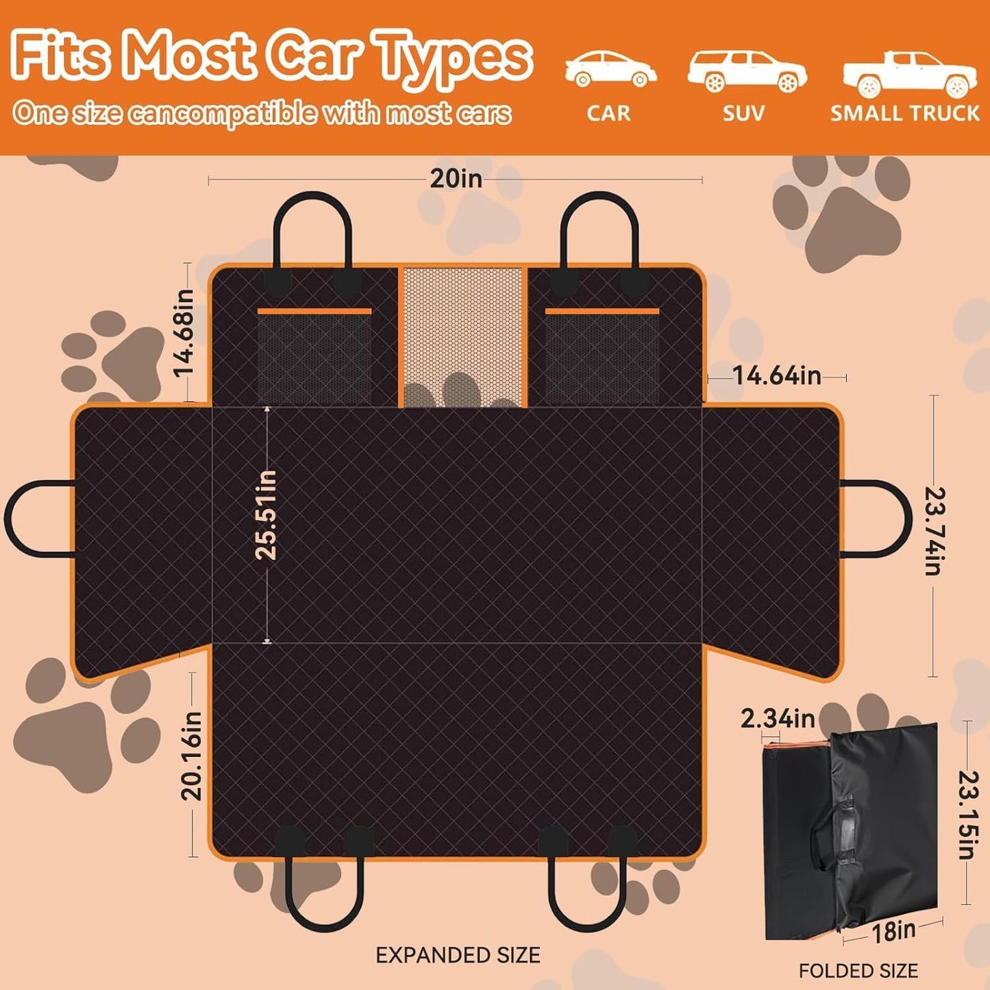 Back Seat Extender for Dogs - Large Space, Waterproof Dog