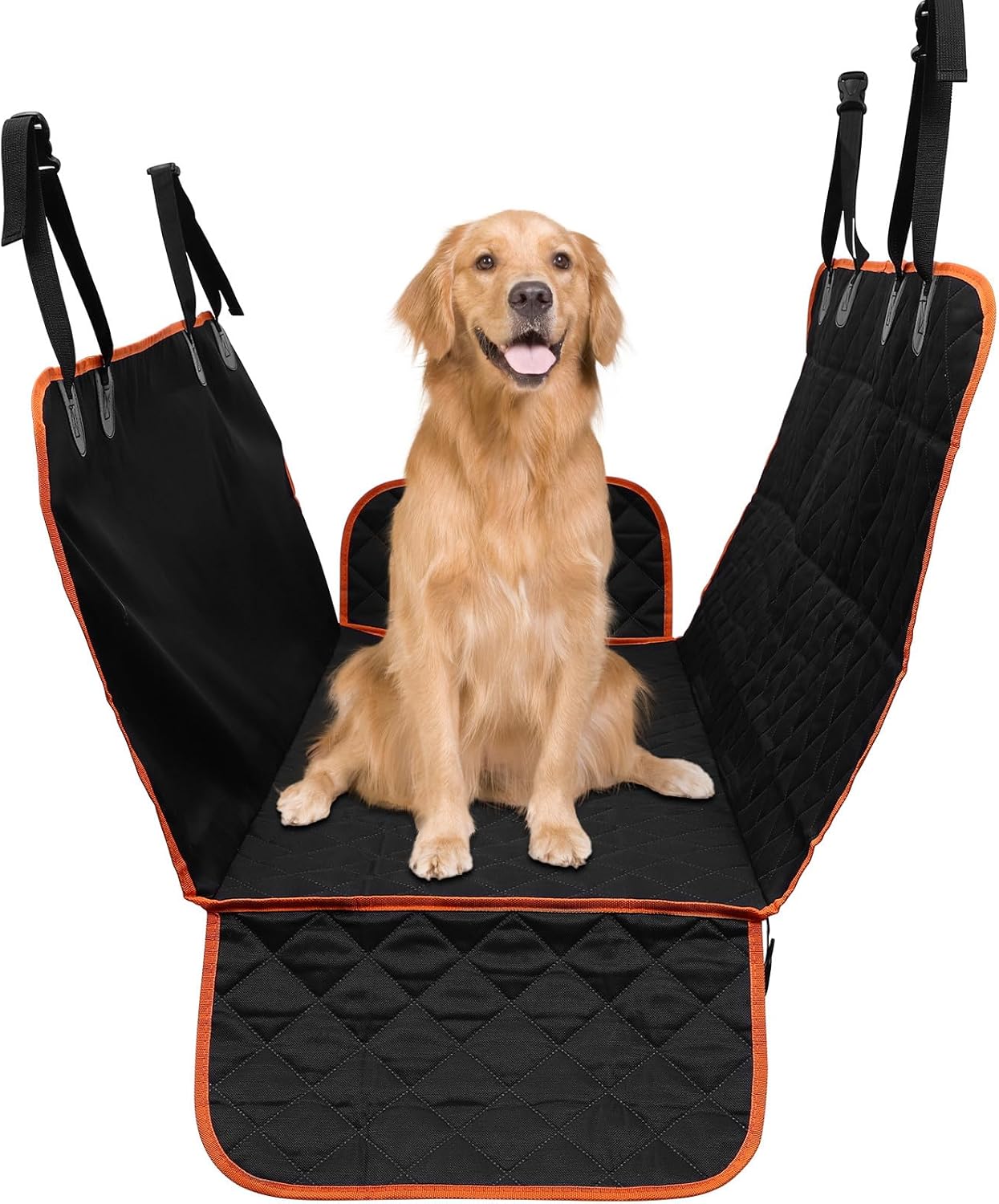 Waterproof Pet Car Seat Cover Hammock with Orange Trim