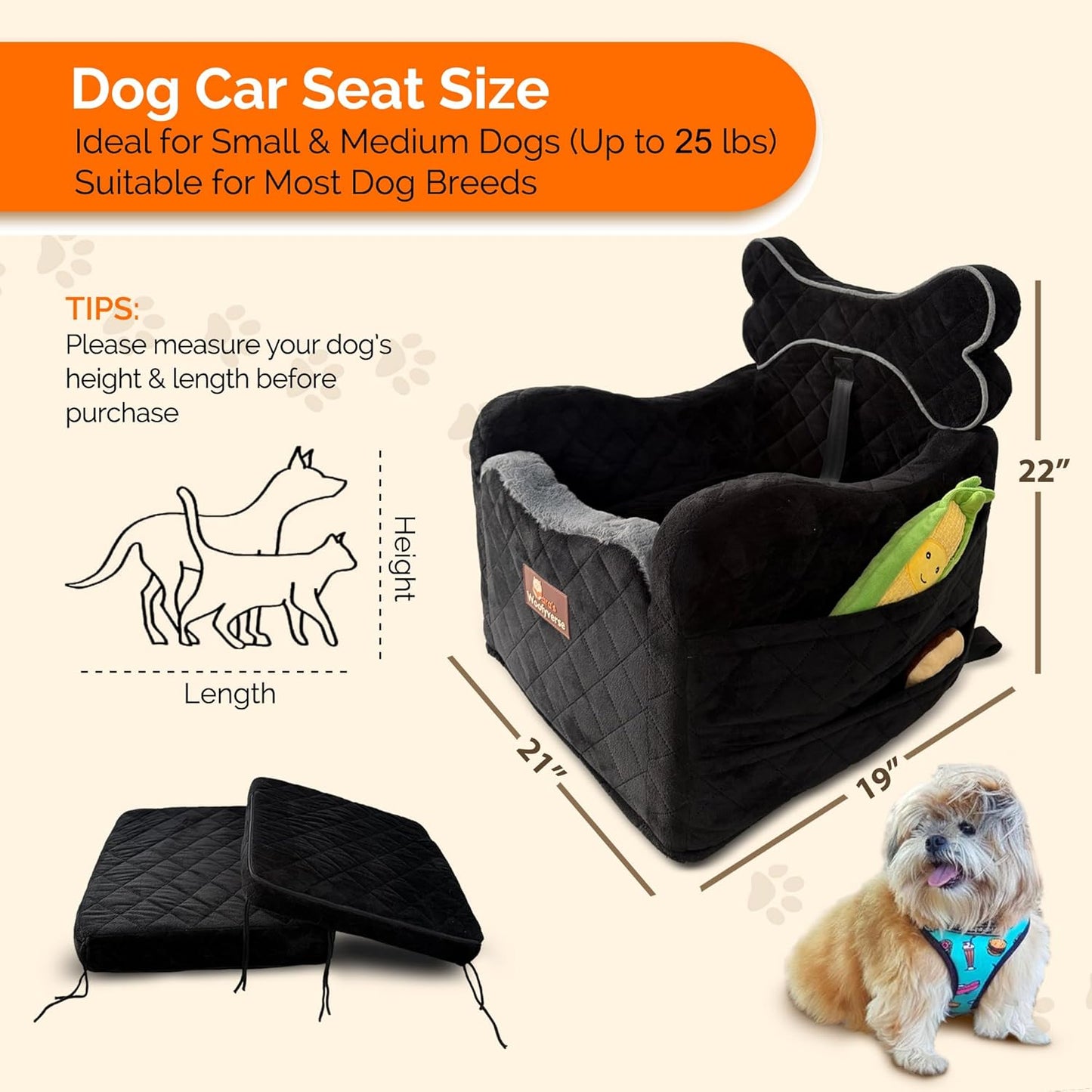 Yara’s Woofyverse Dog Seat for Car – Booster Seat for Small
