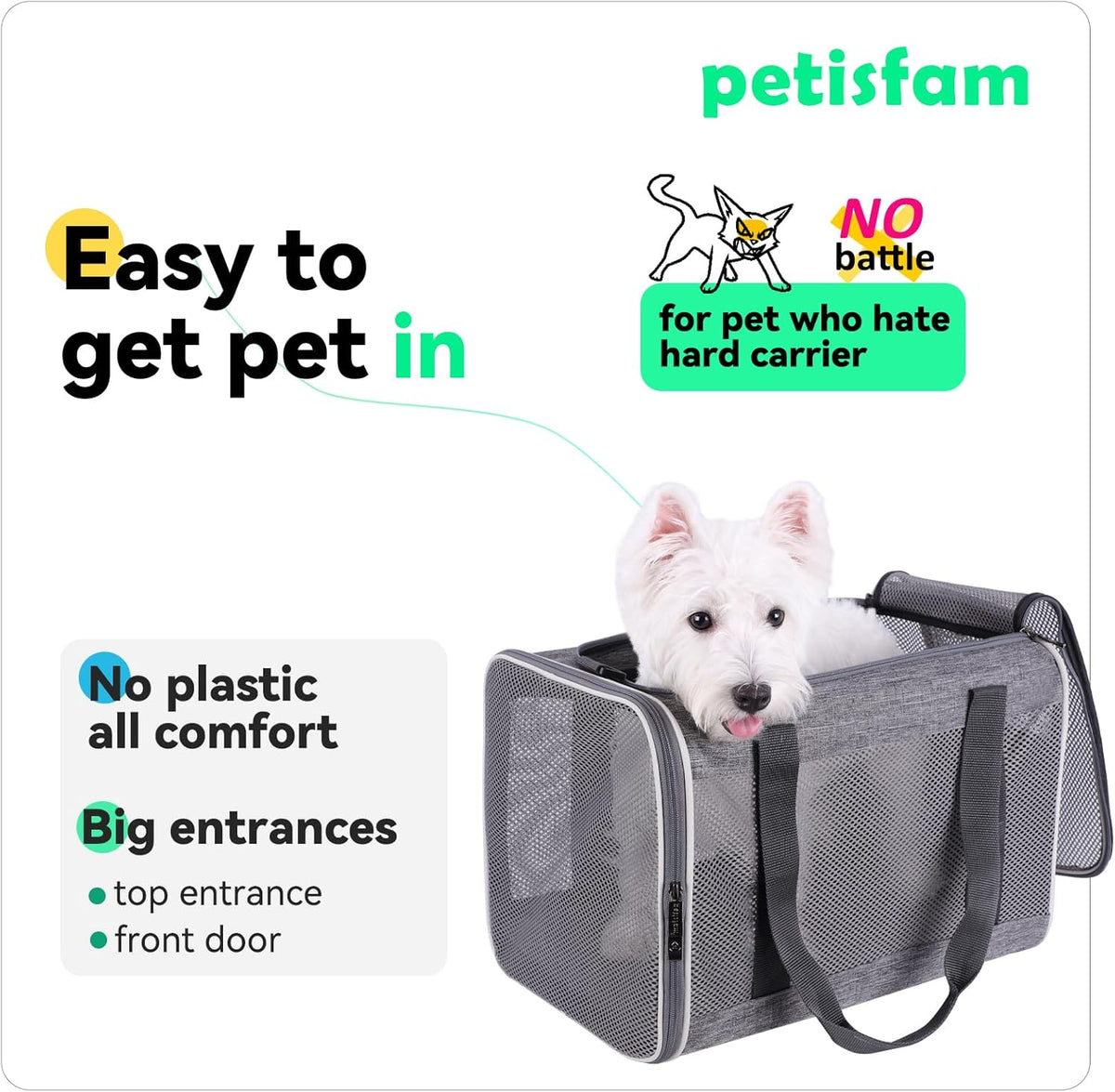 Soft Pet Carrier Bag for Cats and Puppy Under 20 lbs.