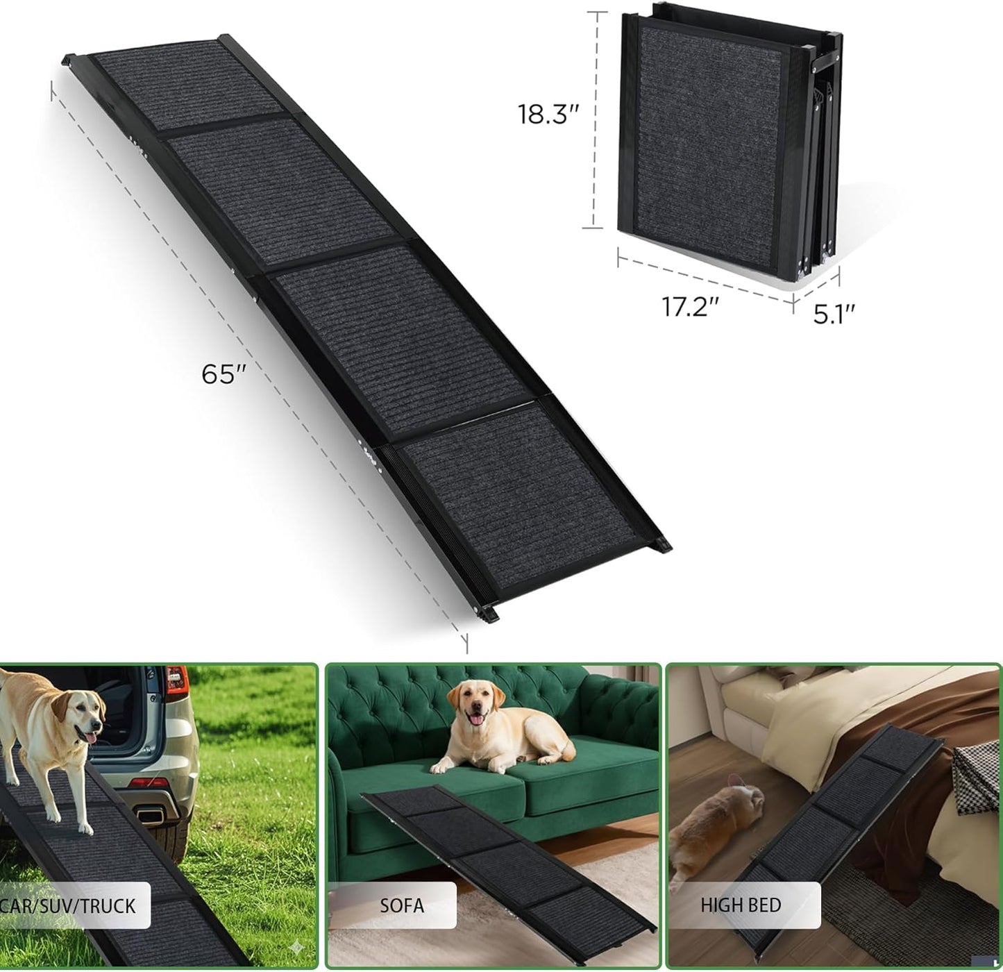 Extra Wide Dog Ramp for SUV, Truck & High Beds – Foldable