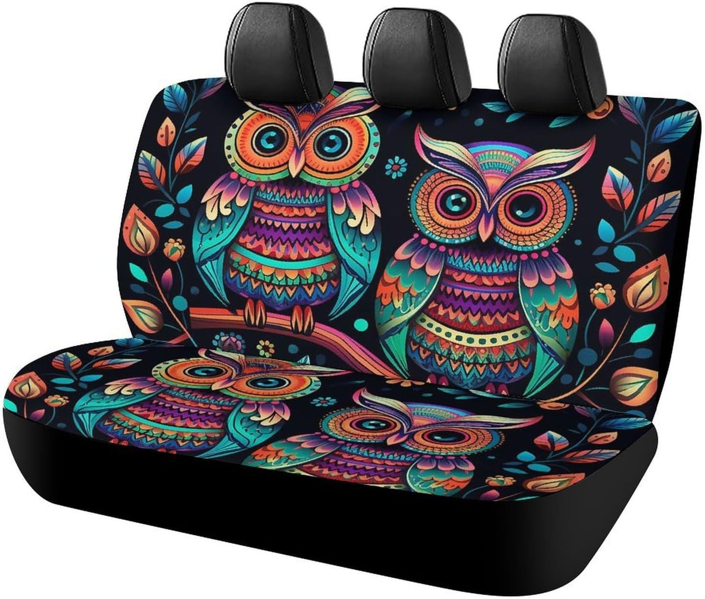 Colorful Owl Pictures Dog Car Seat Covers Waterproof Truck