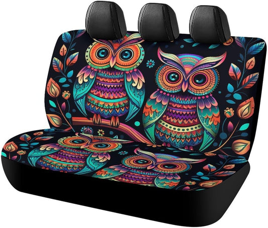 Colorful Owl Pictures Dog Car Seat Covers Waterproof Truck