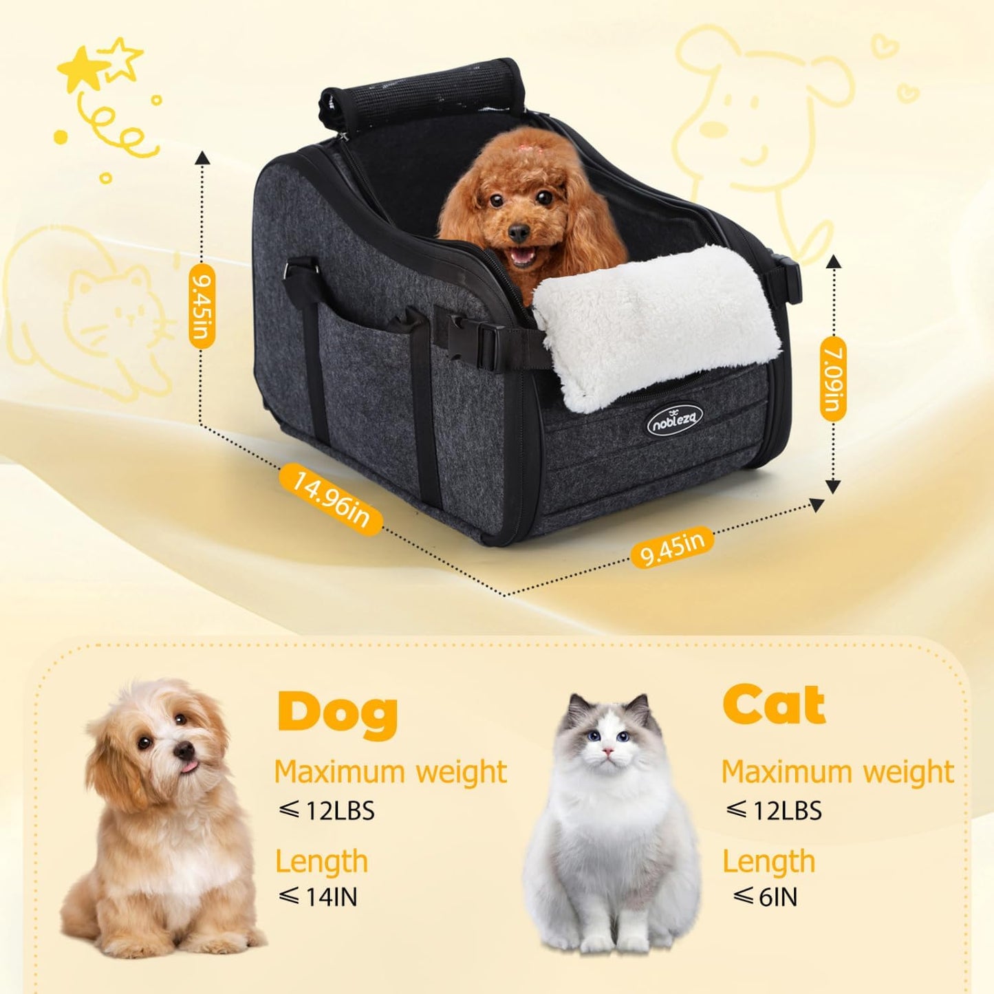 Dog Car Seat for Center Console, Detachable Console Pet