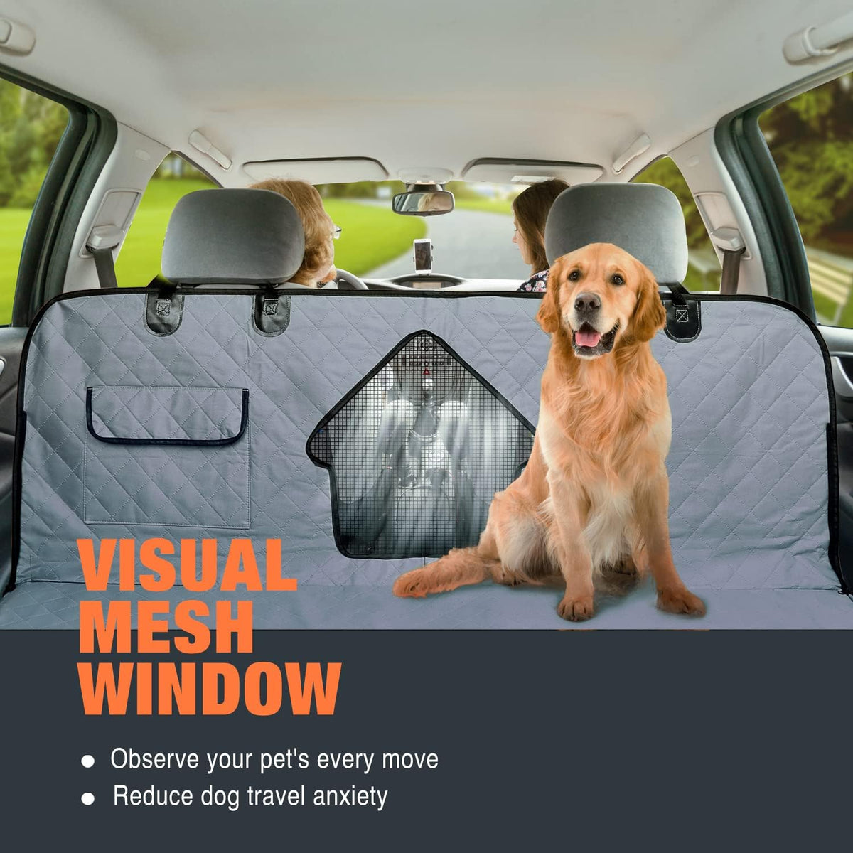 Dog Car Seat Cover for Dogs, Pet Seat Cover with Visual