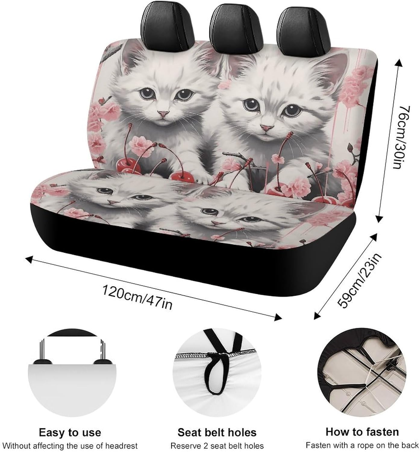 Cat and Cherry Dog Car Seat Covers Waterproof Truck Back