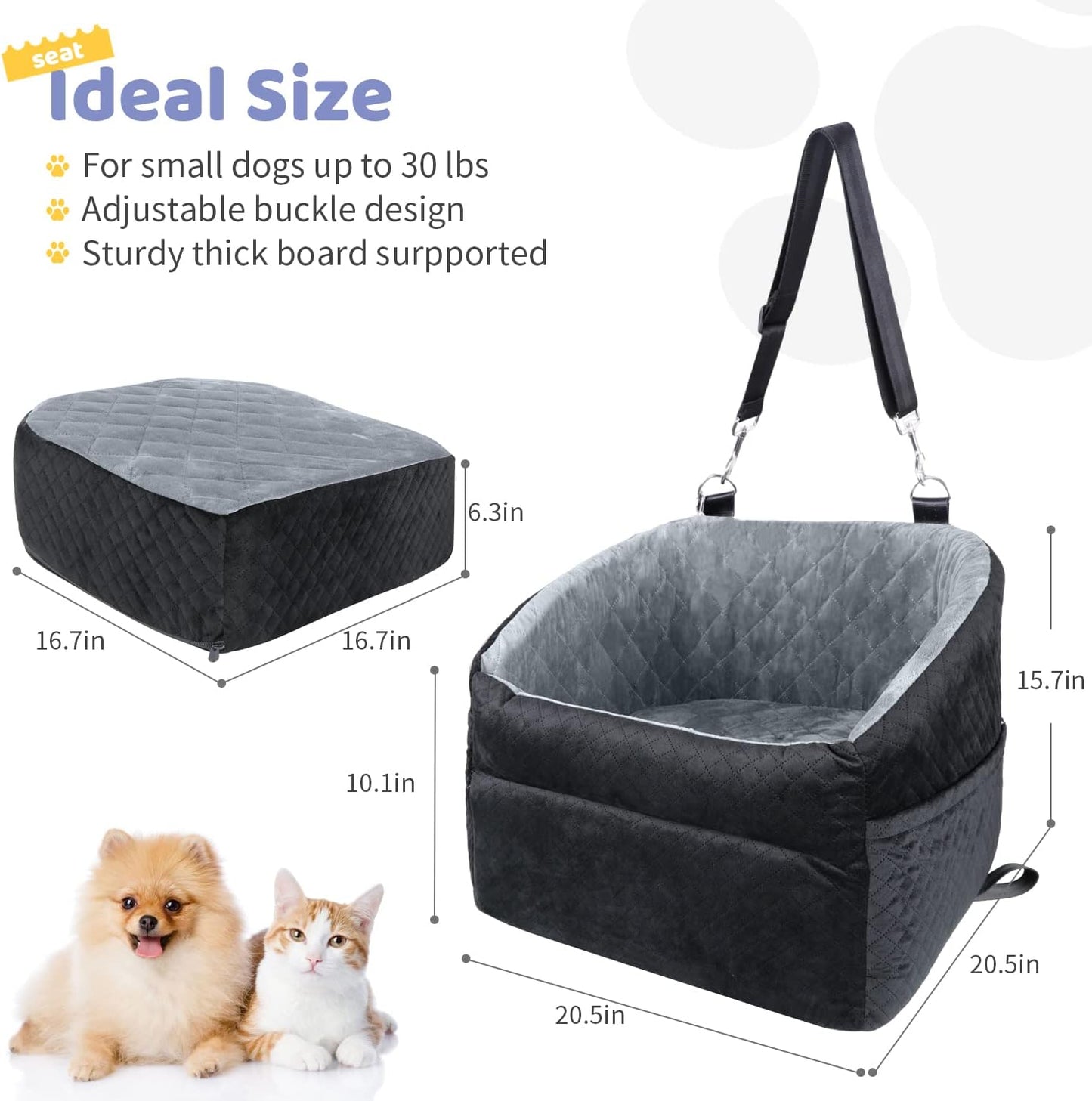 Dog Car Seat for Small/Medium Dogs, Upgrade Dog Booster