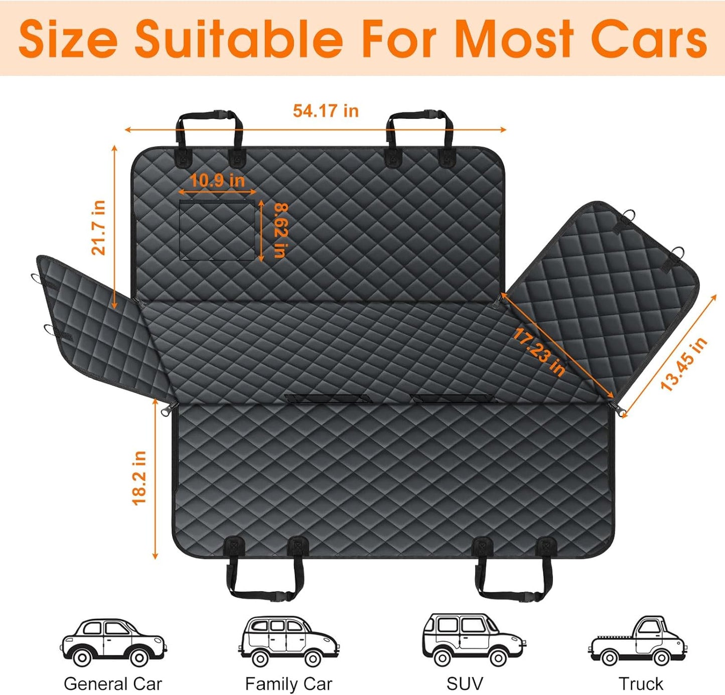 Waterproof Dog Car Seat Cover for Back Seat - Durable, Pet