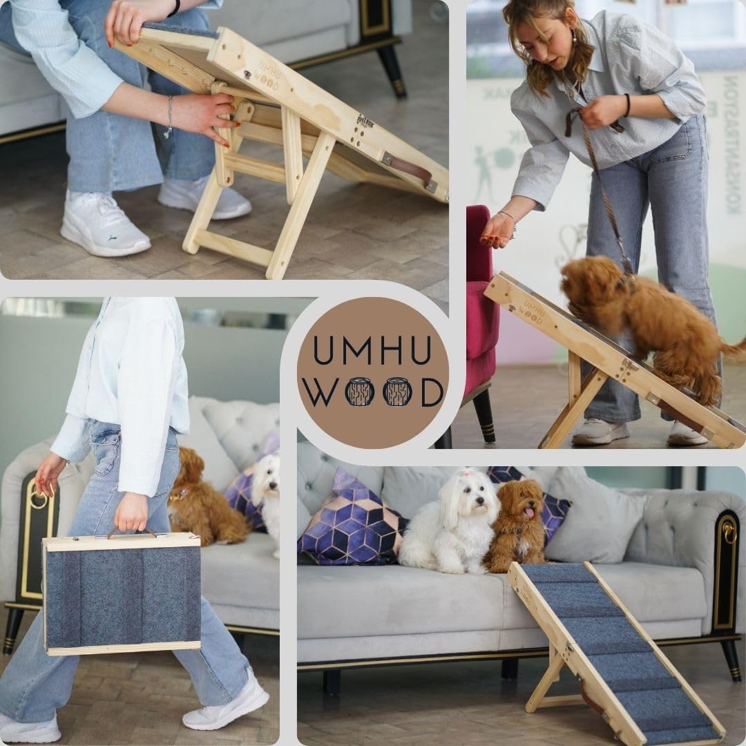 UMHUWOOD Dog Ramp for Couch, Bed, and Car – Adjustable
