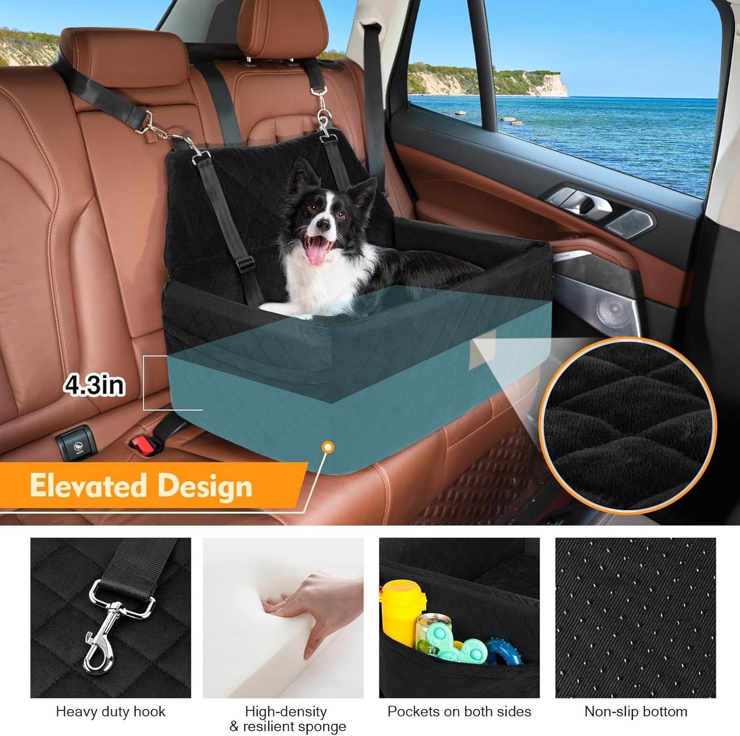 Dog Car Seat for Large Medium Dogs,Portable Washable Pet