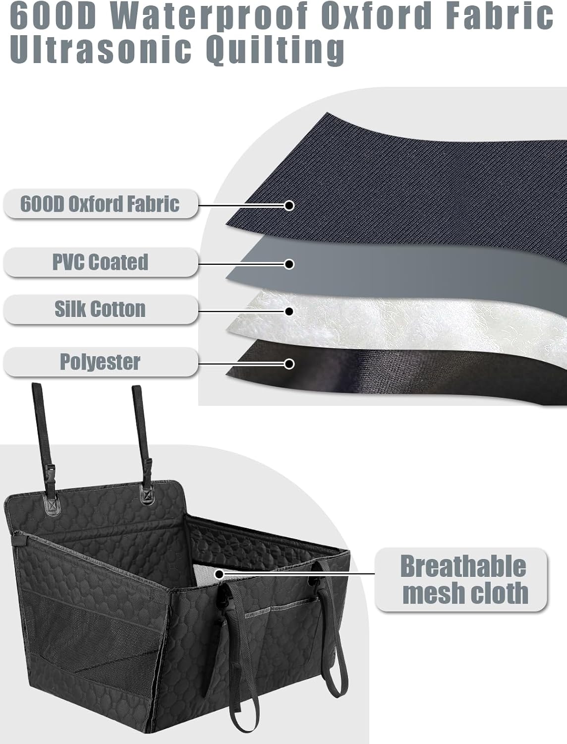 Dog Car Seat for Large Dogs,Waterproof Fabric with