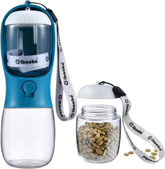 Cibaabo Dog Water Bottle with Food Container, Travel Puppy Water Bowl, Portable Pet Dispenser, Dog Stuff Accessories Items, Puppy Essentials Necessities for Yorkie Chihuahua Cat Walking and Hiking