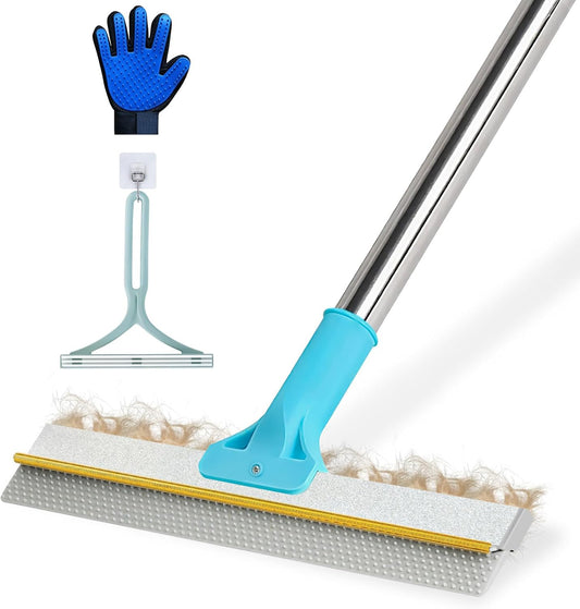 Carpet Rake for Pet Hair Removal - 54" Adjustable 2 in 1
