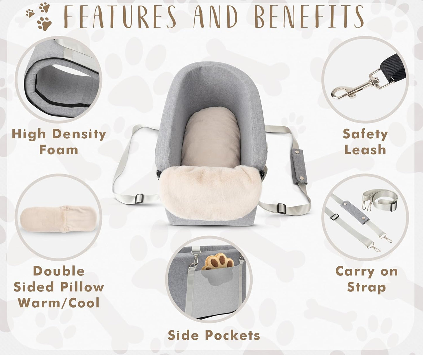 Multi-Function Small Dog Car Seat Center Console & Carrier