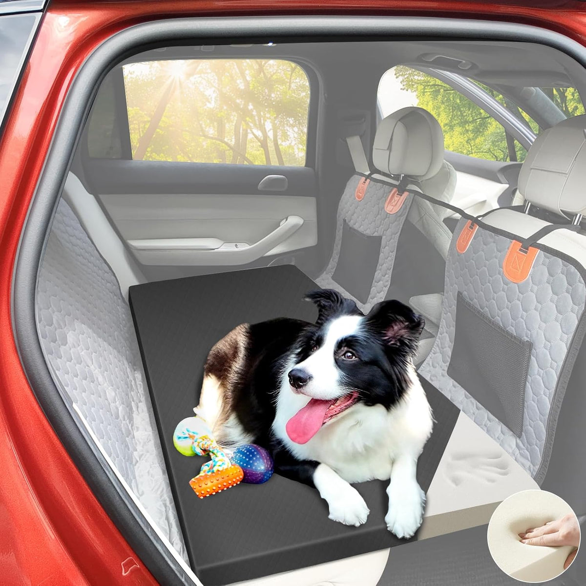 Dog Car Bed for Back Seat Cover, Supportive Foam Pet Mat