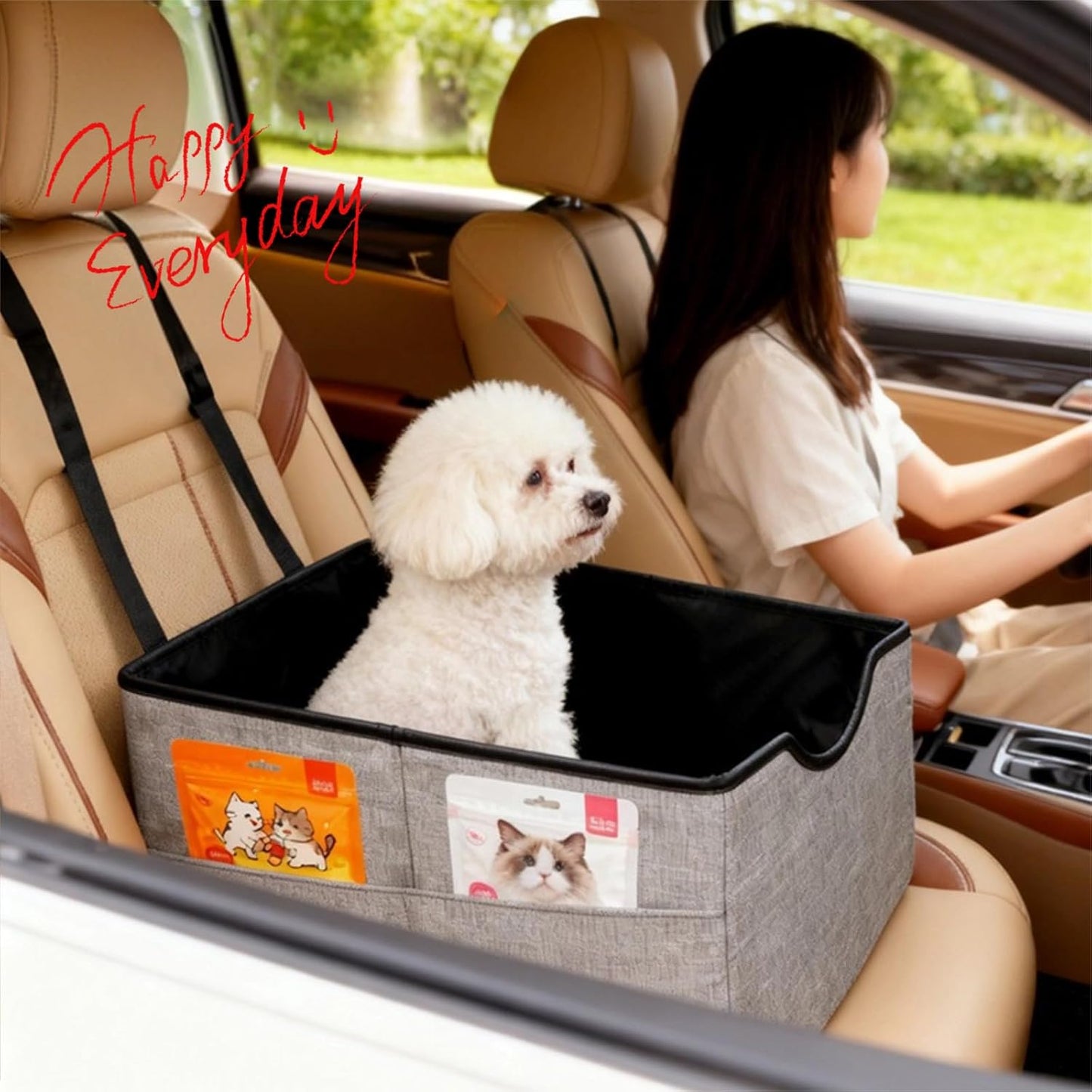 Portable Foldable Cat Dog Car Seat for Small Dogs Spacious