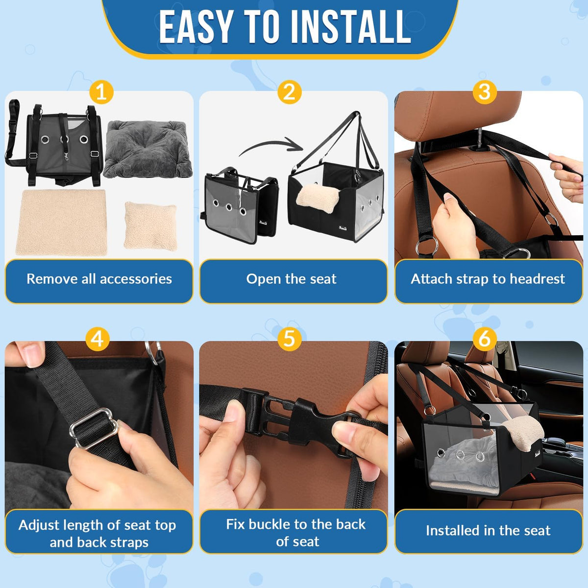 Dog Car Seat for Small Dogs - Elevated Portable Dog Booster