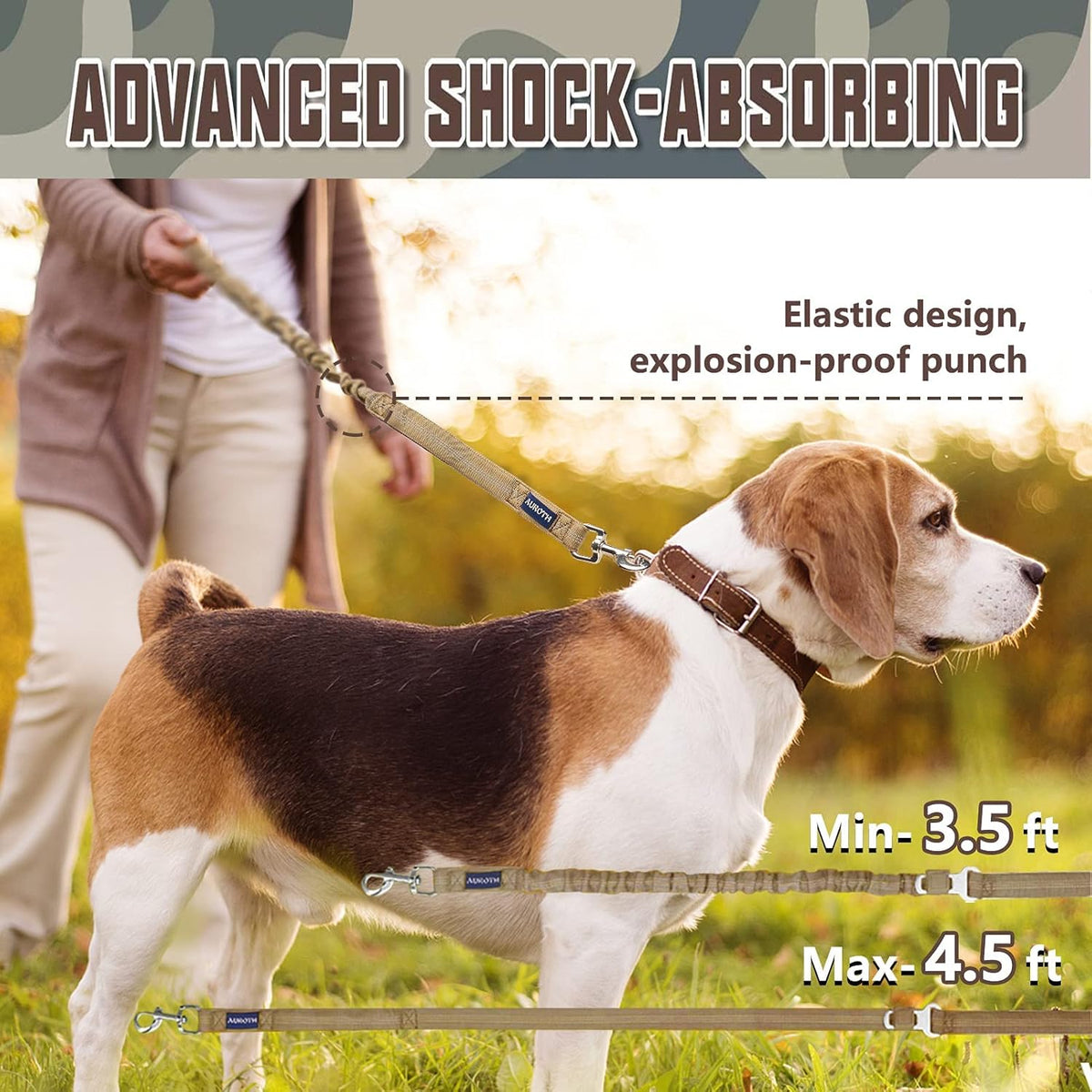 Heavy Duty Bungee Dog Leash for Large Breed Dogs, No Pull
