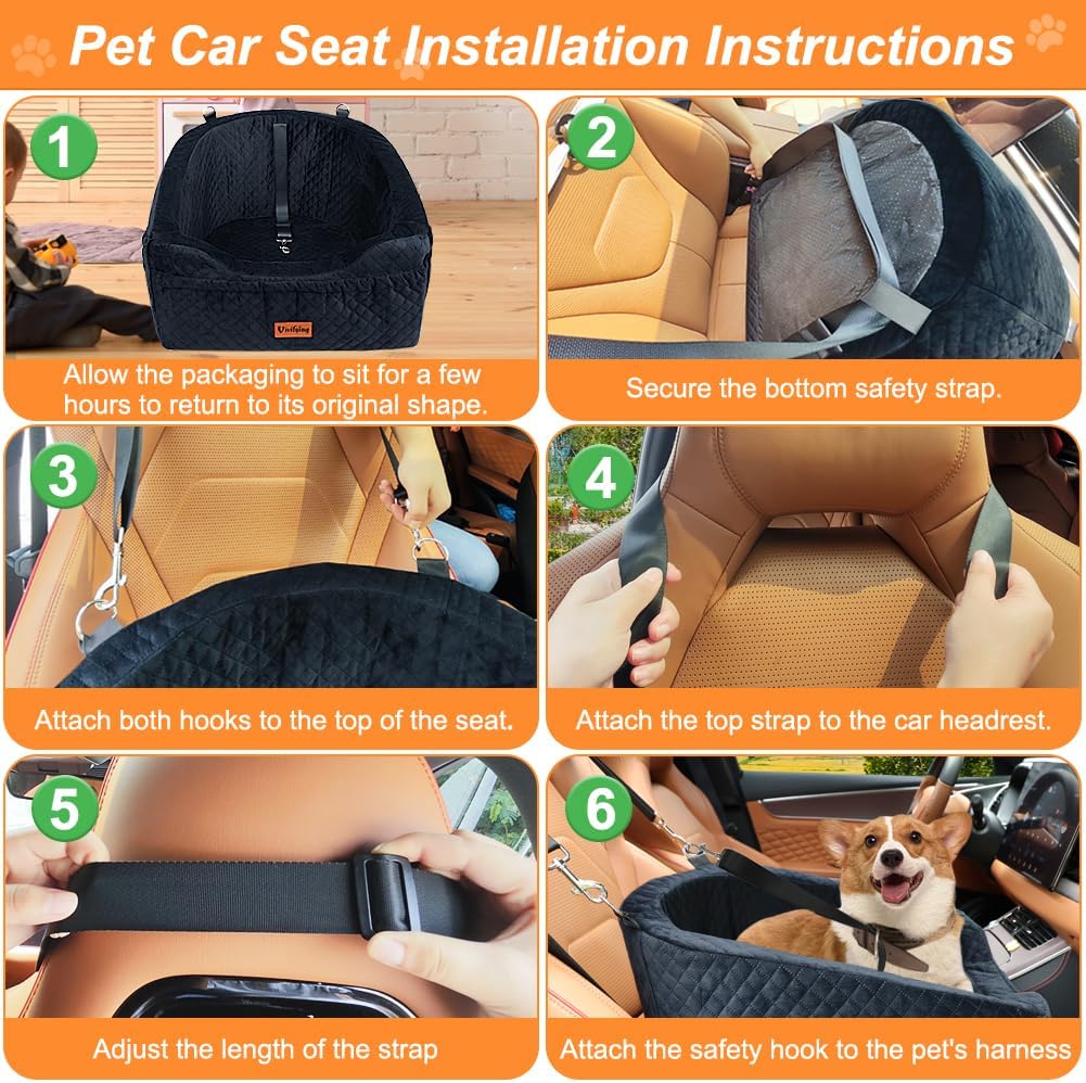 Dog Car Seat for Small & Medium Dogs, Detachable & Washable