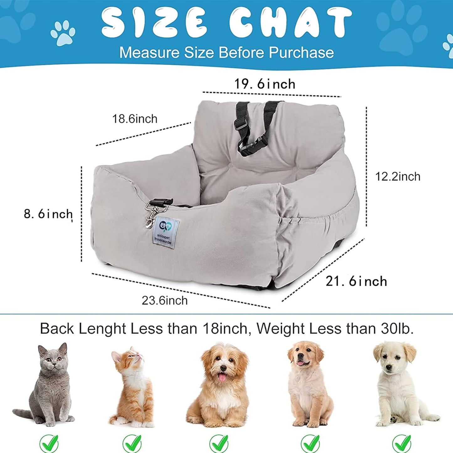 Aidou Dog Booster Seat for Small to Large Dogs & Cats