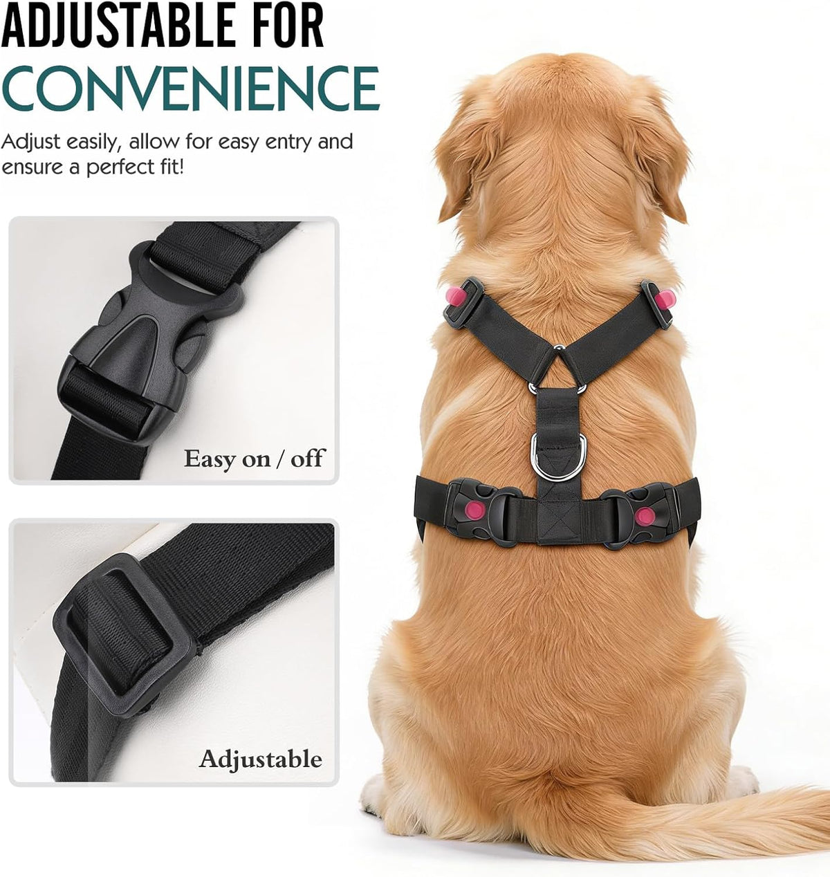 Breathable Dog Seat Belt Harness for Car, Adjustable Dog