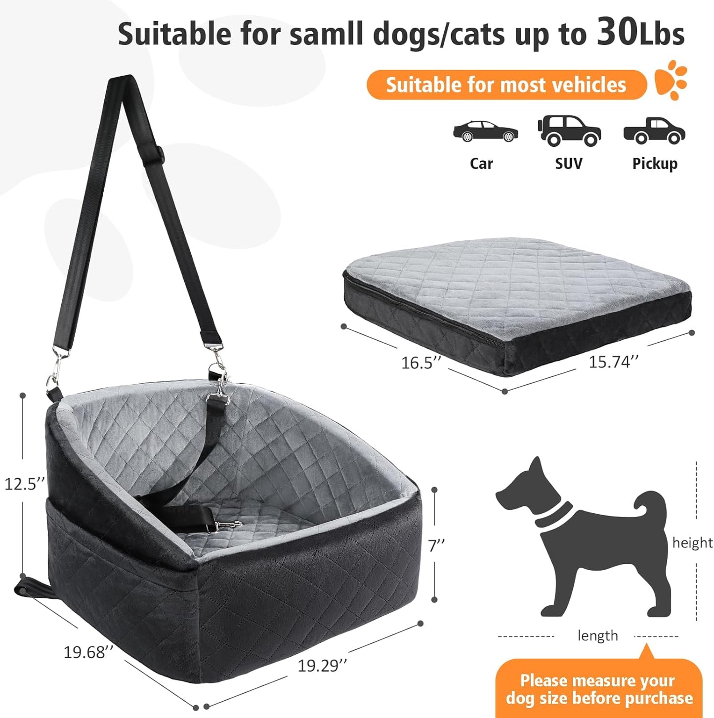 Dog Car Seat for Small Dogs,Detachable Washable Dog Booster