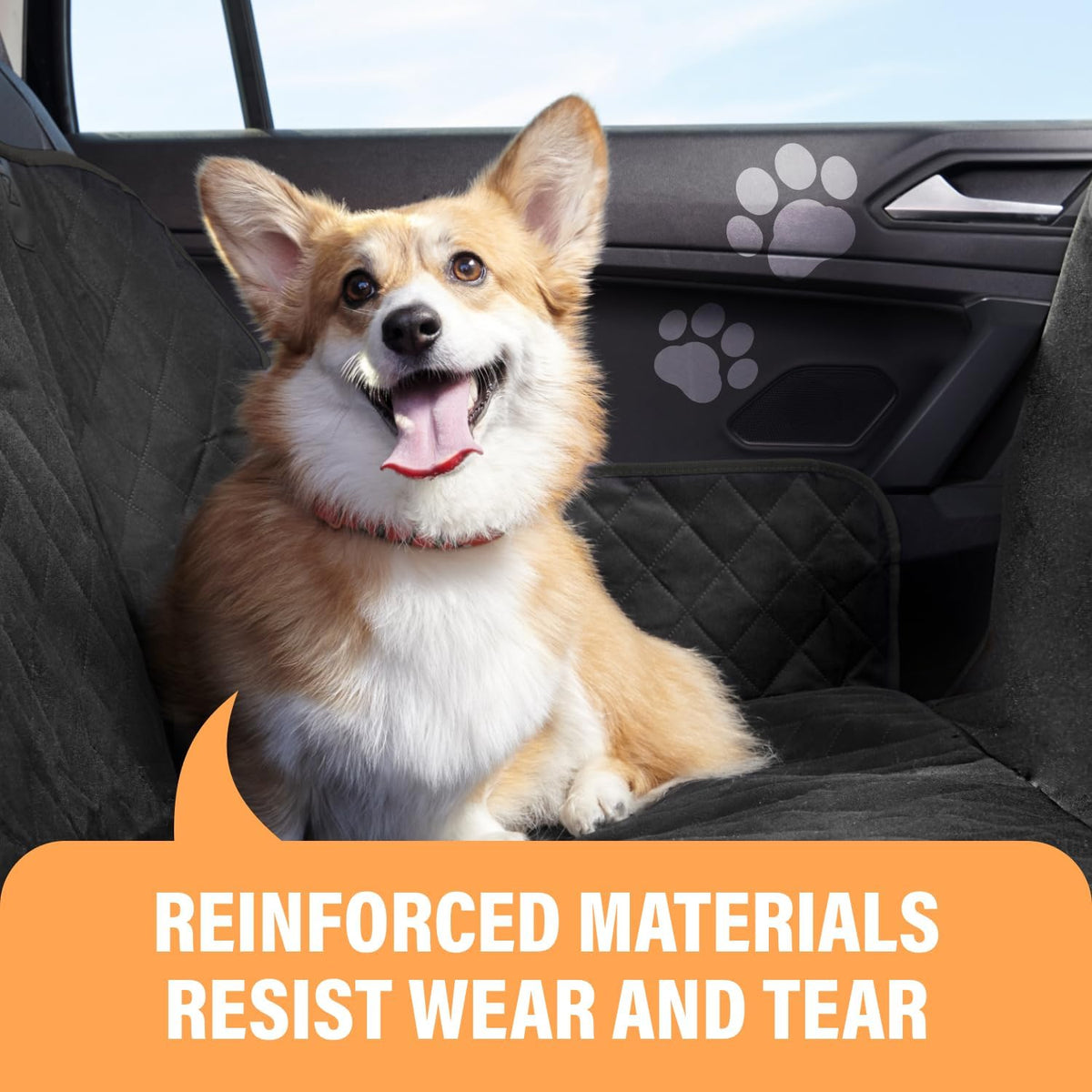 Beige XL Dog Car Hammock Back Seat Cover, Waterproof