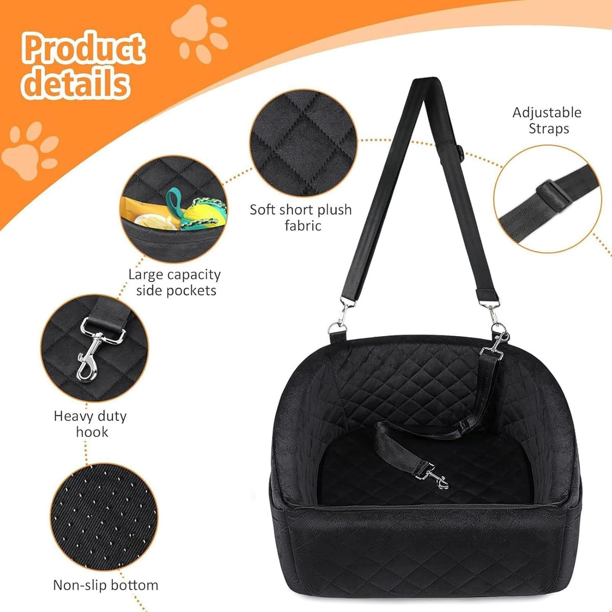 Car Dog Seat for Small Dogs, Extra Stable with Safety Seat