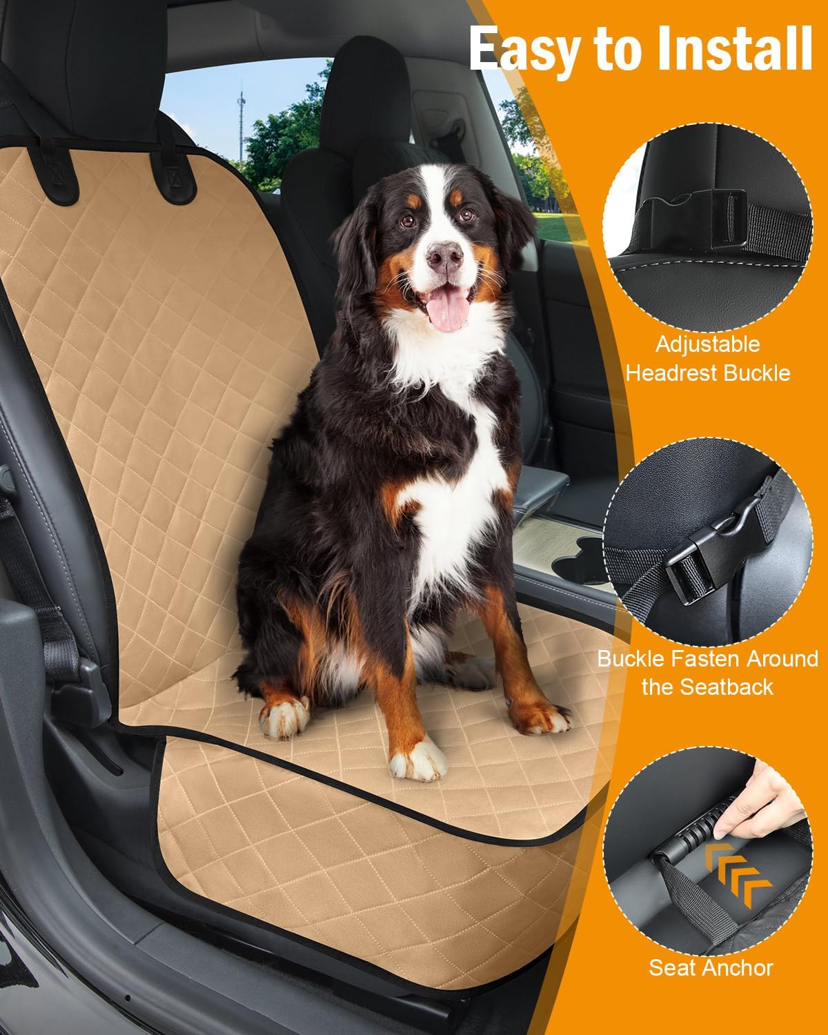 Dog Car Seat Covers Waterproof, Scratch-Proof Pet Front