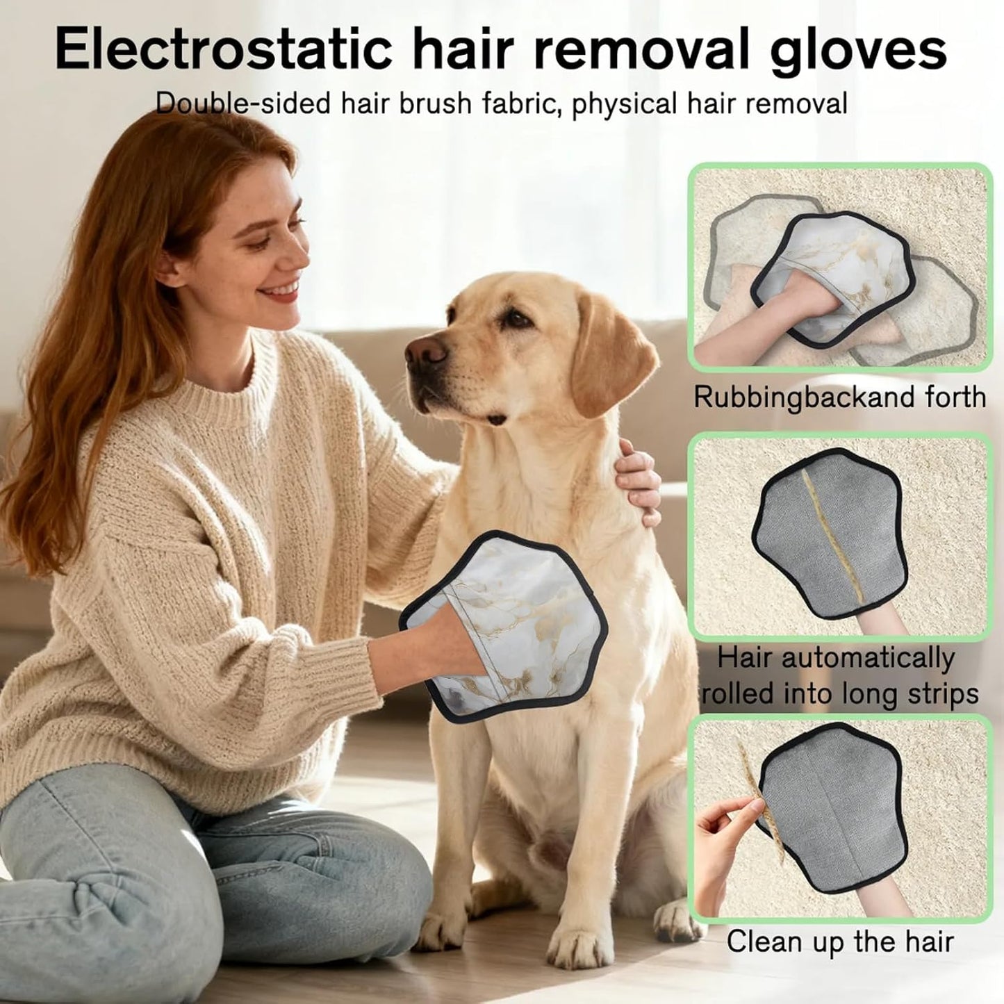White Gold Marble 2Pcs Electrostatic Reusable Pet Hair