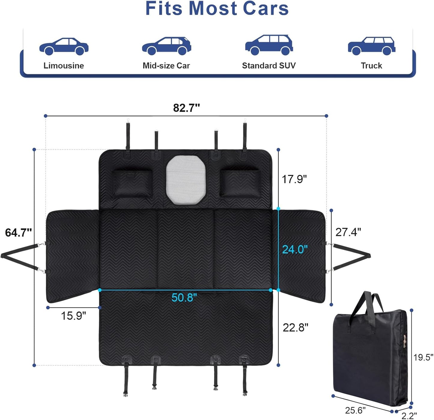 Dog Car Seat Cover for Back Seat - Back Seat Extender for