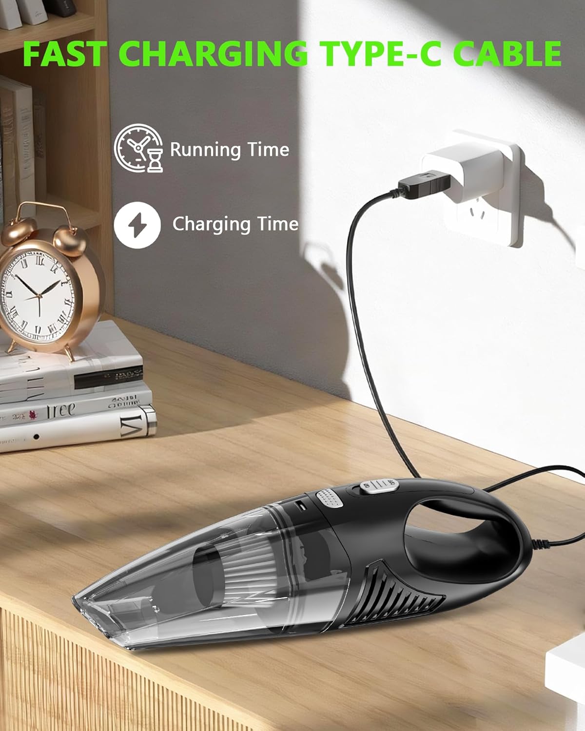 Handheld Vacuum Cordless, Rechargeable Car Vacuum Cleaner with Multiple Attachments, Portable Hand Held Vacuum Suction Power, Mini Vacuum for Car, Home, Pet Hair, Office, Desk, Keyboards Black Silver