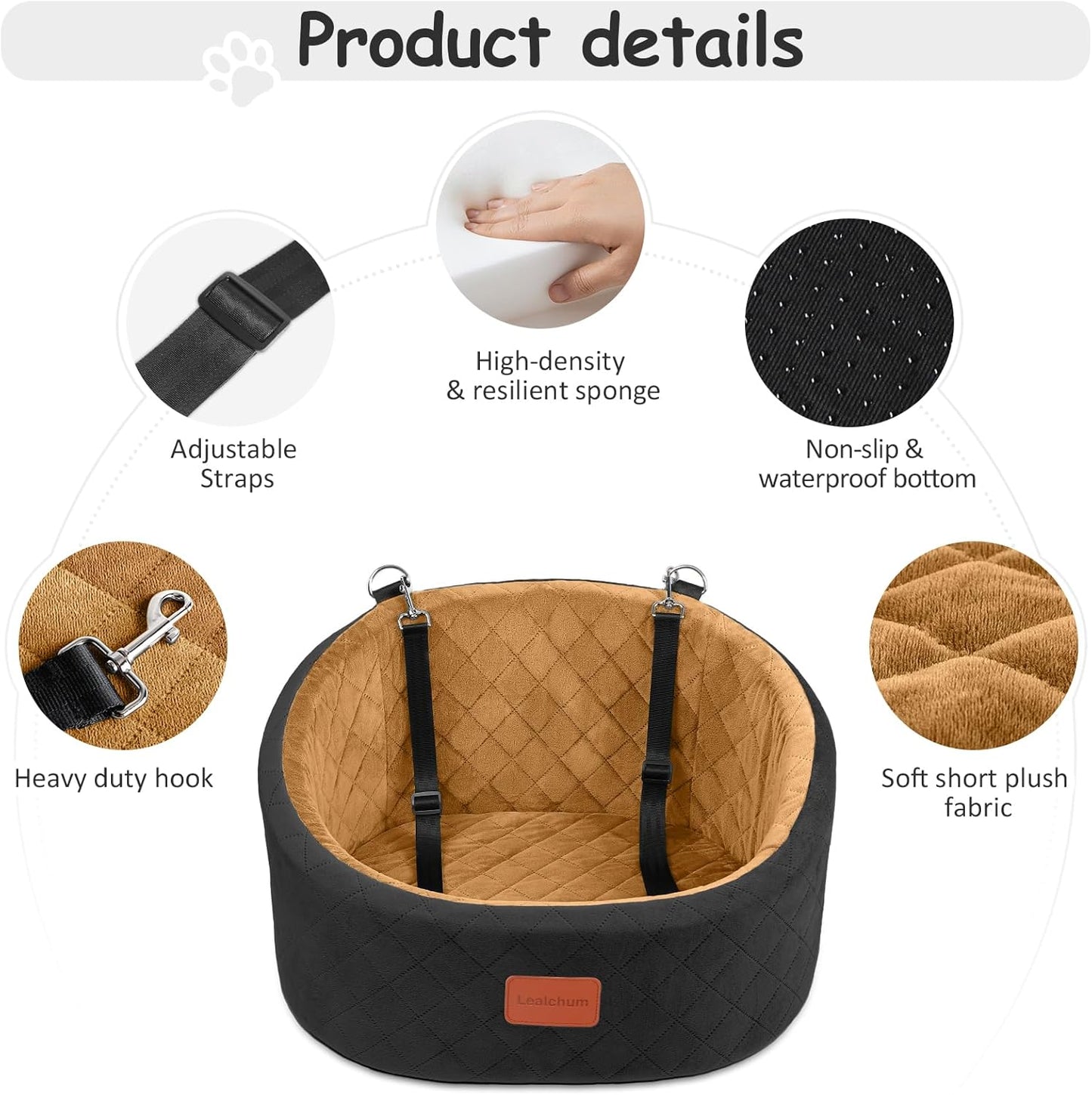 Dog Car Seat for Small Dogs Up to 30 Lbs,Ultra Soft Fabric