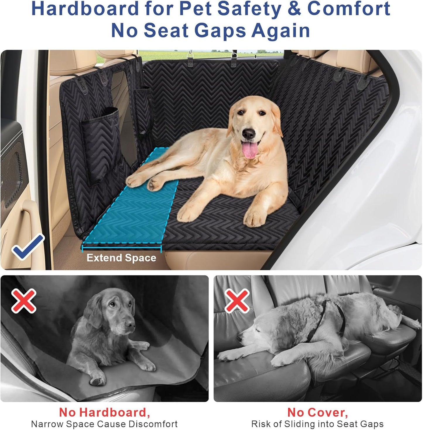 Dog Car Seat Cover for Back Seat - Back Seat Extender for