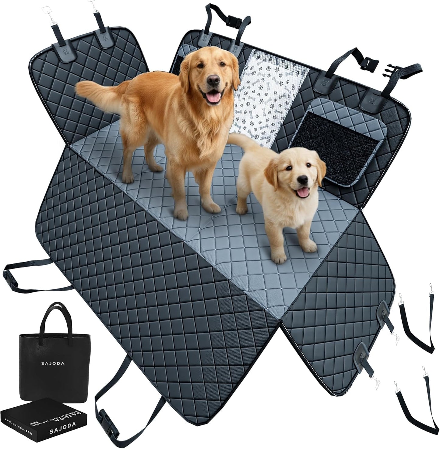 Hard Bottom Dog Car Seat Cover for Back Seat, 900D Oxford