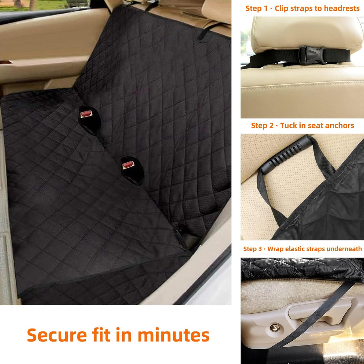 Dog Back Seat Cover Protector, Waterproof Dog Car Seat