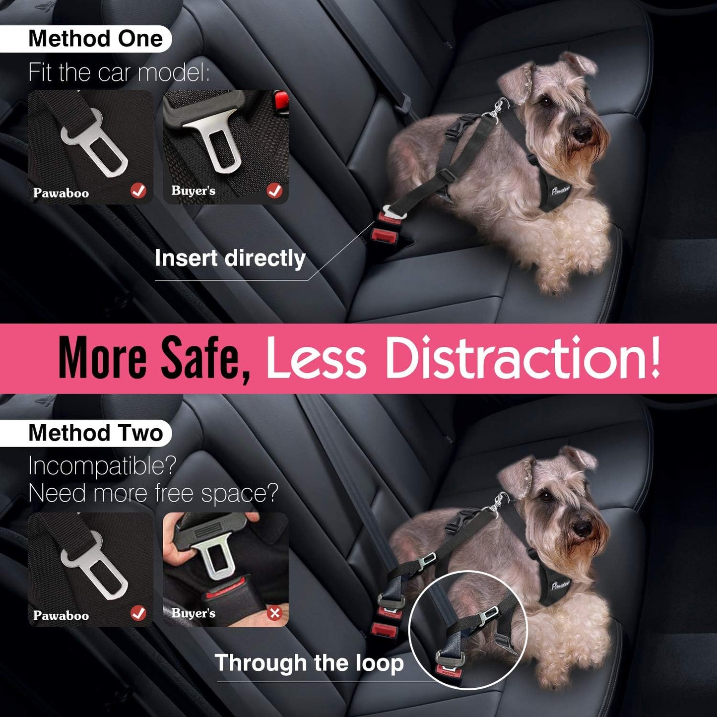 Adjustable Dog Safety Vest Harness with Seatbelt, Dog Seat