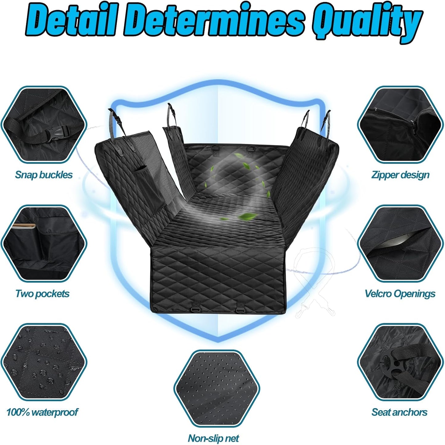 Dog Car Seat Cover for Back Seat with Mesh Window