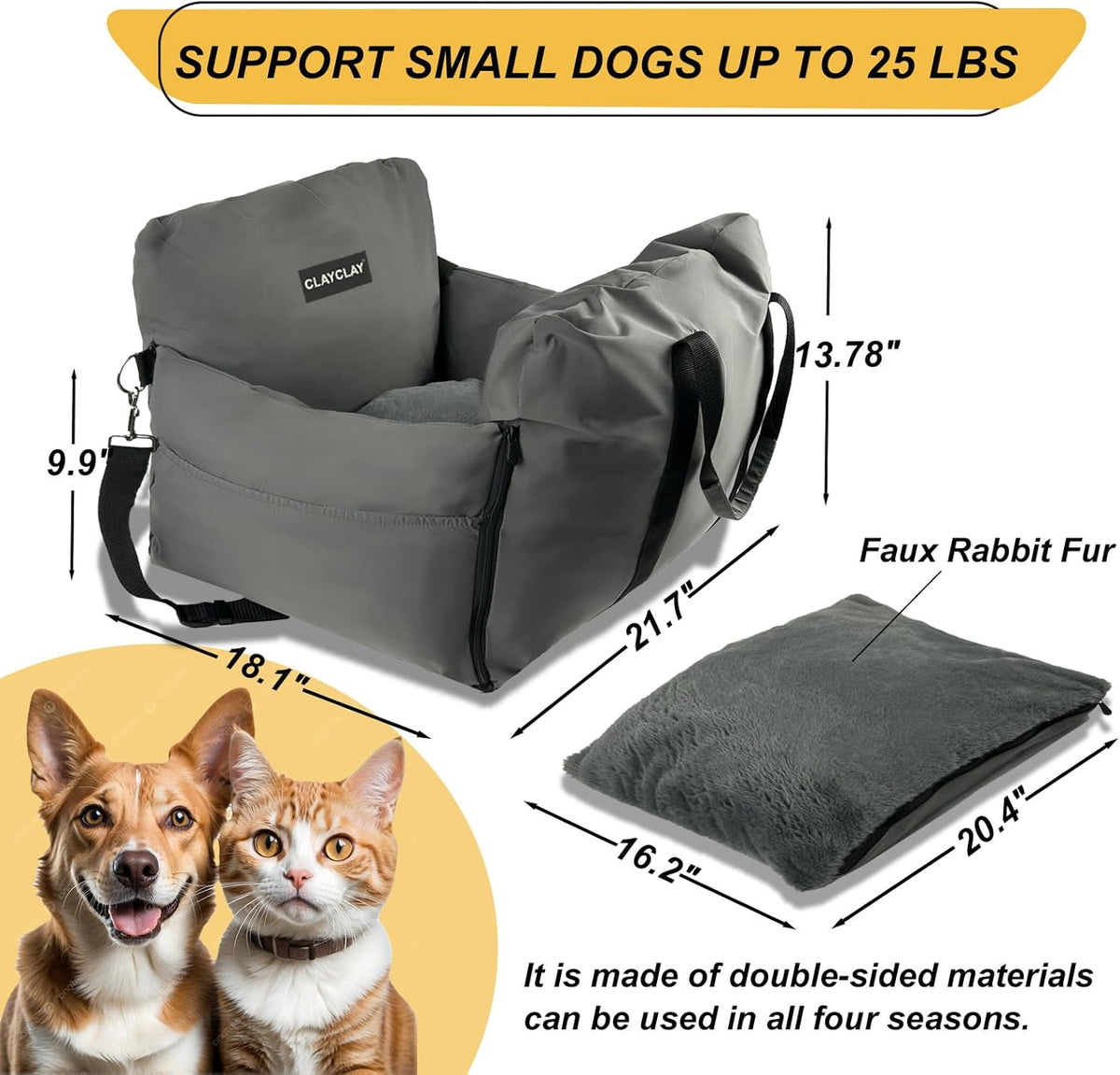 4-in-1 Dog Car Seat, Convertible Pet Booster Seat for Small