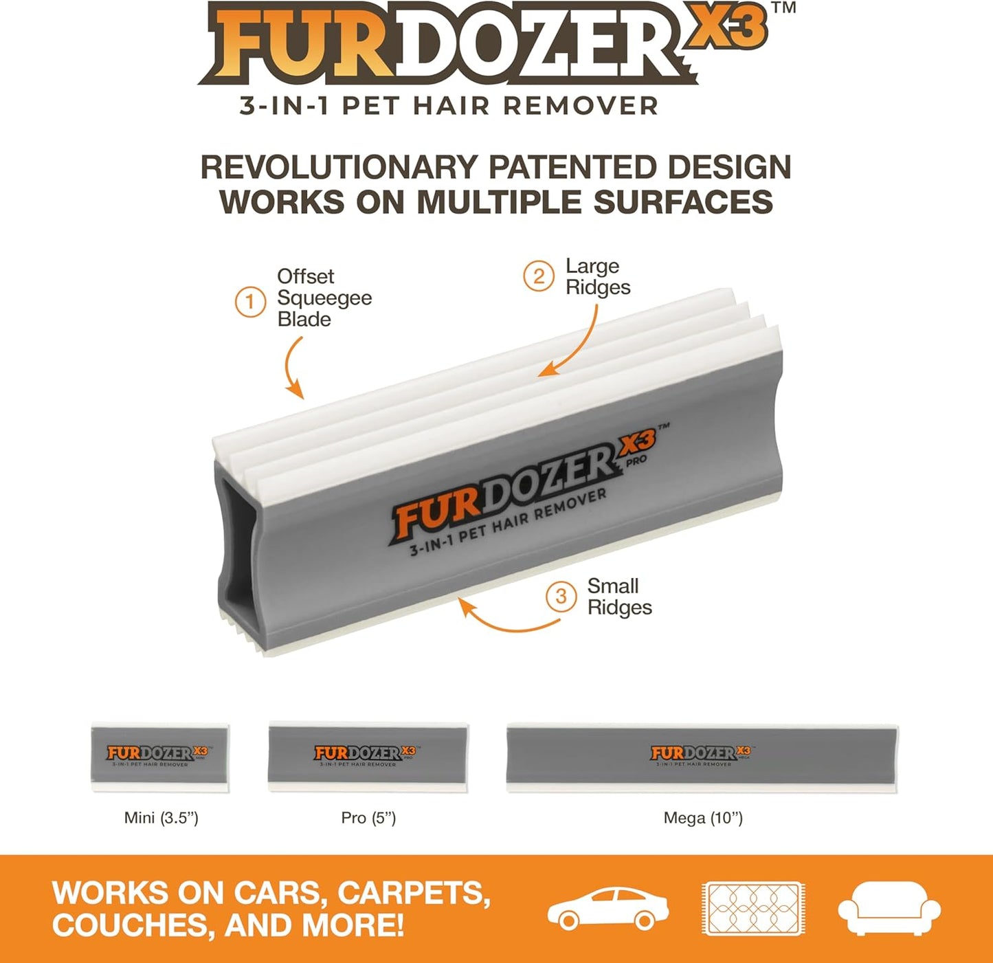 FurDozer Pet Hair Remover & Auto Detailing Tools - Cat &