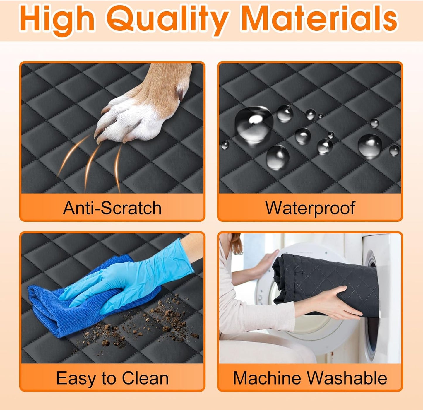 Waterproof Dog Car Seat Cover for Back Seat - Durable, Pet