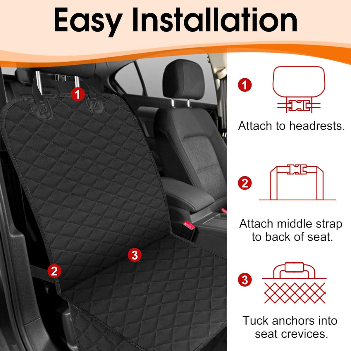 NECKORY Front Dog Seat Cover, Waterproof Car Seat Covers for Dogs Nonslip Scratch-Proof Dog Seat Cover Front Seat Cover for SUV, Trucks & Cars - S, Black
