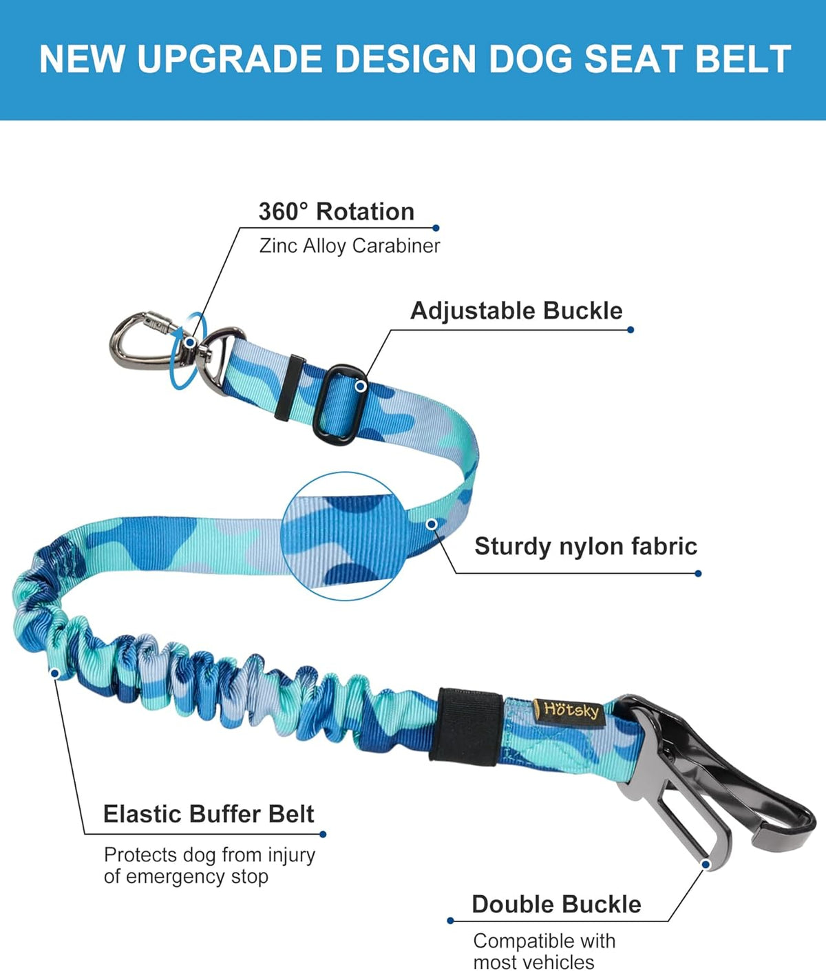 Dog Seat Belt, Adjustable Safety Seatbelt 3-in-1 Car