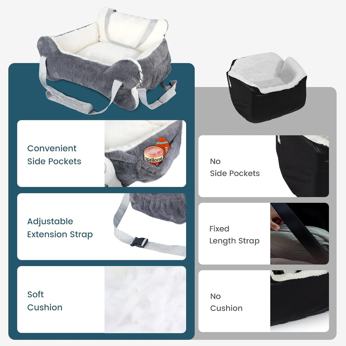 29.5"x19.7"x9.8" Dog Car Seat for Middle Dogs & Cats, Car