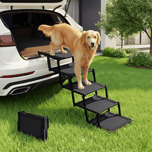 Foldable Dog Stairs for Large Dogs - Extra Wide Pet Ramp