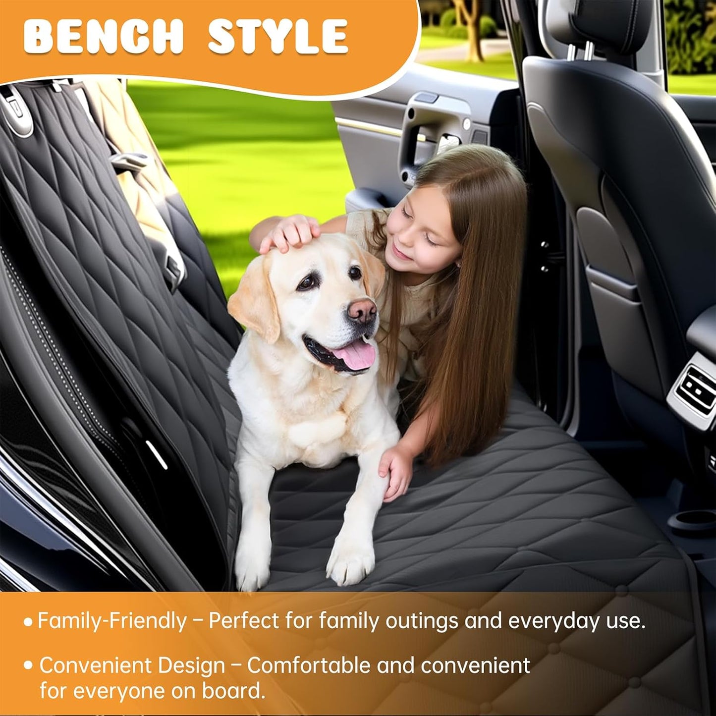 Dog Car Seat Cover for Back Seat , Long-Lasting and Soft