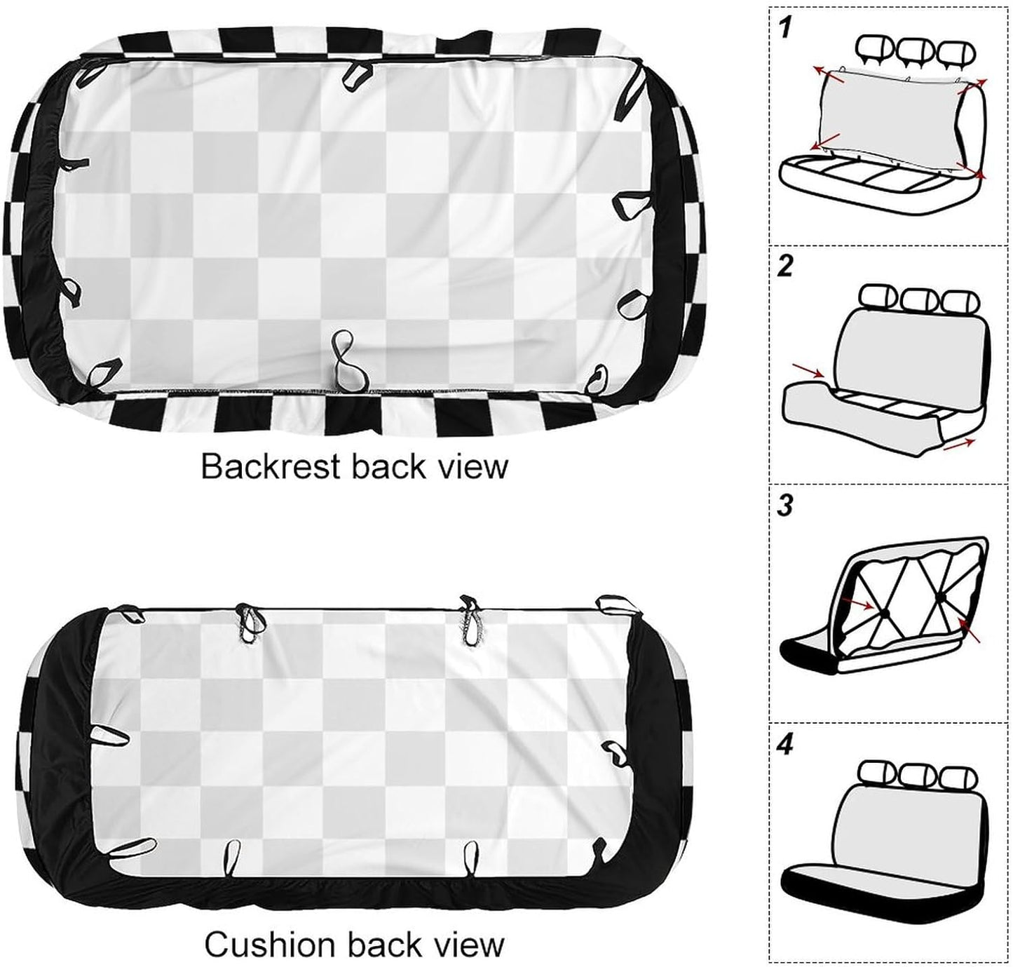Checkerboard Black White Checkered Car Seat Cover Bench